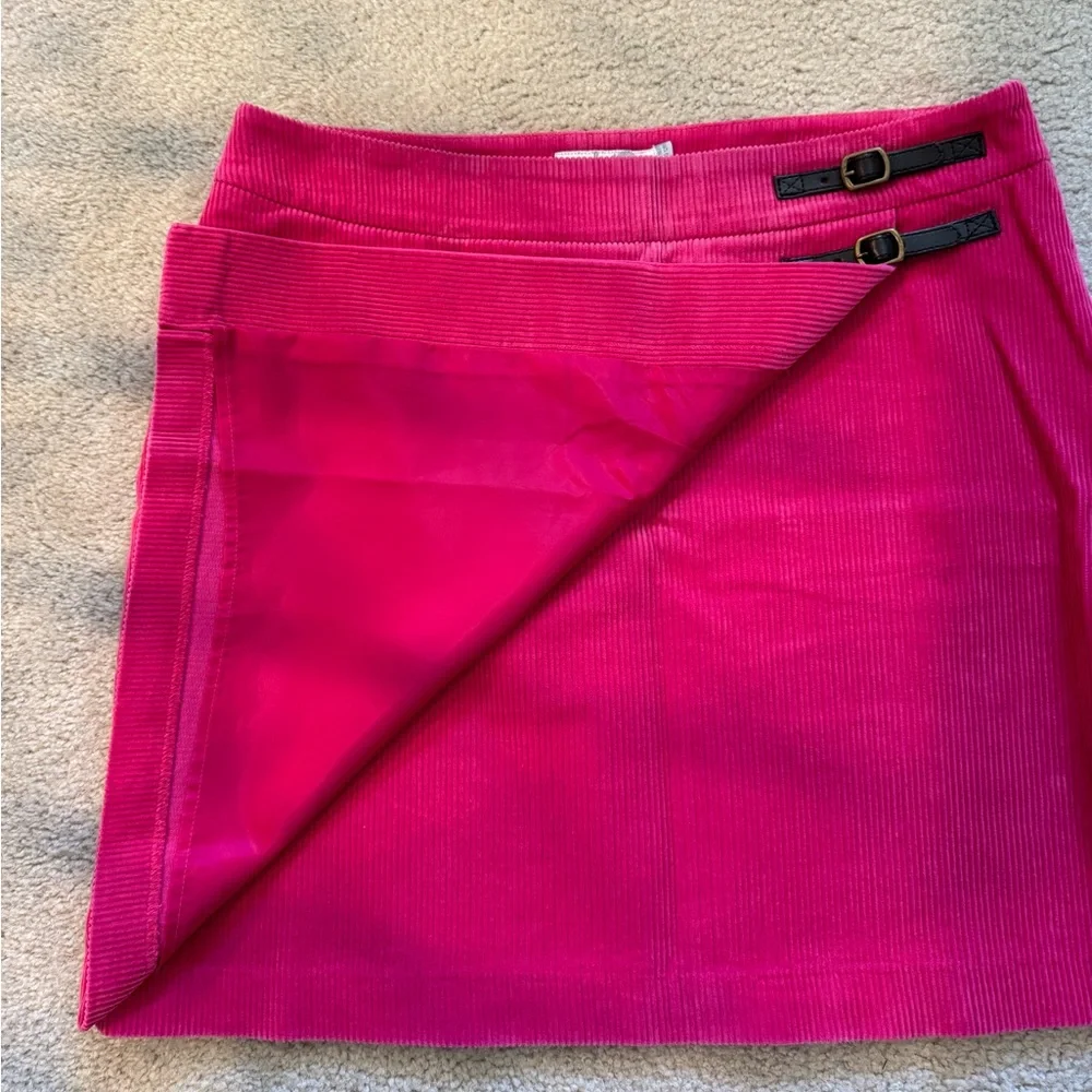 Boden Hot Pink Corduroy Mini Skirt with Buckle Straps